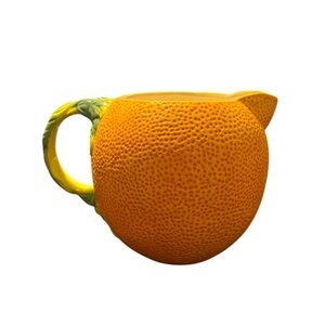 Summer Stock Orange Ceramic Pitcher 1996 Fruit Juice Pitcher Cocktail 3 QT 76oz